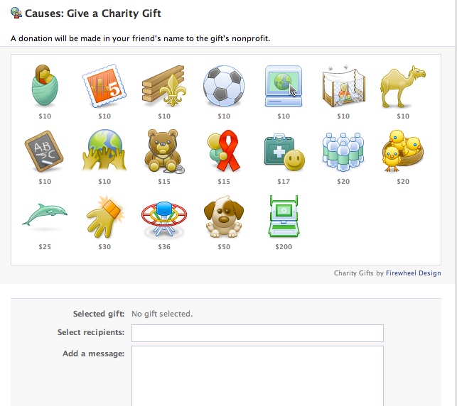 Charity Gifts On Facebook